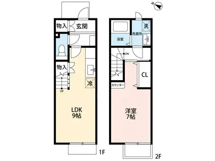 HARMONIOUS(1LDK/1階)の間取り写真