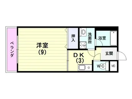 ヴィラエクセル(1DK/2階)の間取り写真