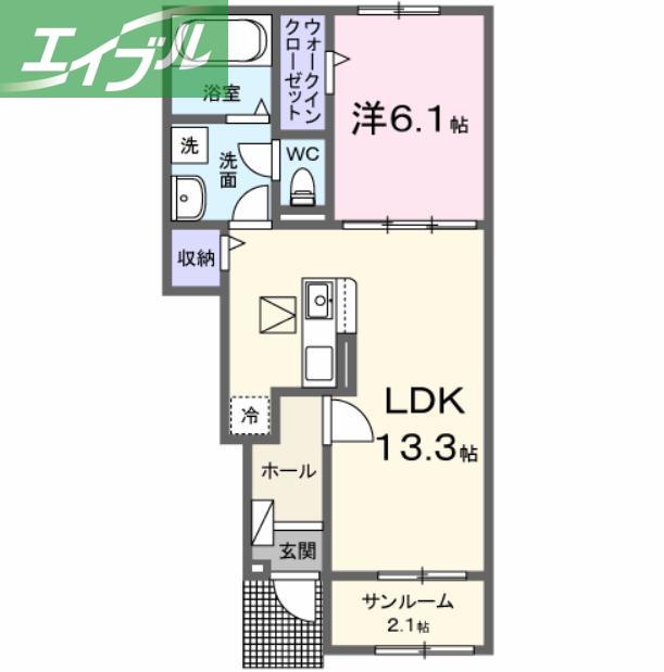 ミル・グレース(1LDK/1階)の間取り写真