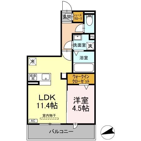 D-HILLS佐藤III(1LDK/3階)の間取り写真