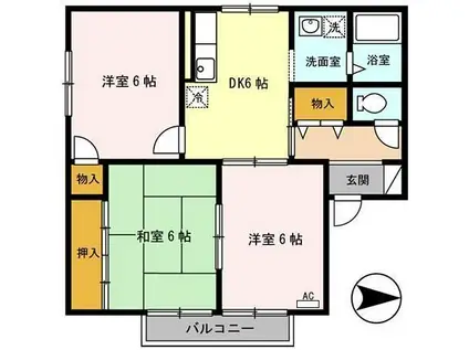 ラフィネ九(2LDK/1階)の間取り写真