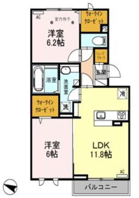 ロイジェントパークスレイクタウンII G(2LDK/2階)の間取り写真