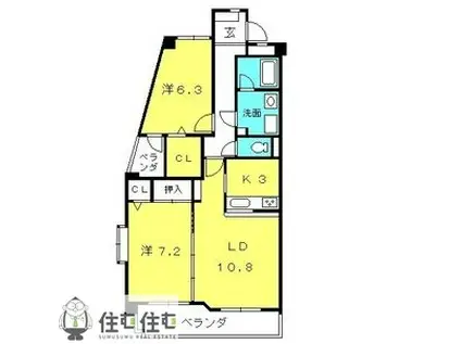 シークハイム弐番館(2LDK/3階)の間取り写真