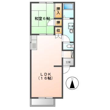 ロイヤルU(1LDK/2階)の間取り写真