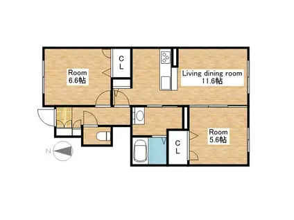 エクセルV(2LDK/1階)の間取り写真