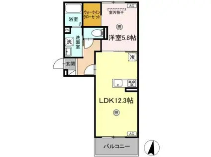 PREMILIFE賀来北(1LDK/2階)の間取り写真