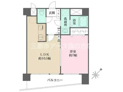 コスモリード雪が谷大塚(1LDK/6階)の間取り写真