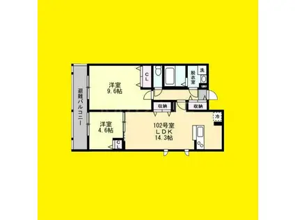 FELICE藤沢(2LDK/1階)の間取り写真