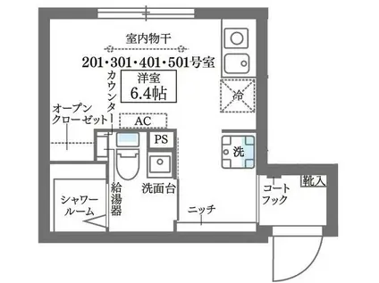 COCOCUBE西荻窪(ワンルーム/4階)の間取り写真