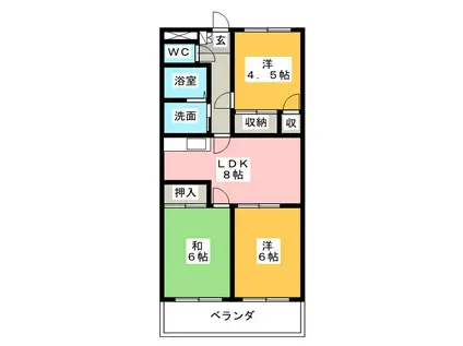 ARTRAマンション A棟(3DK/3階)の間取り写真