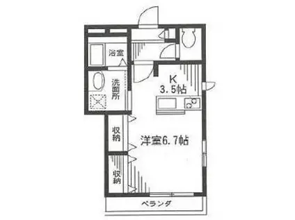 スプリング メロディー(ワンルーム/3階)の間取り写真