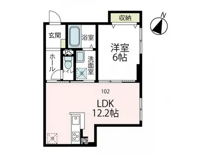 クラージュ片瀬(1LDK/1階)の間取り写真