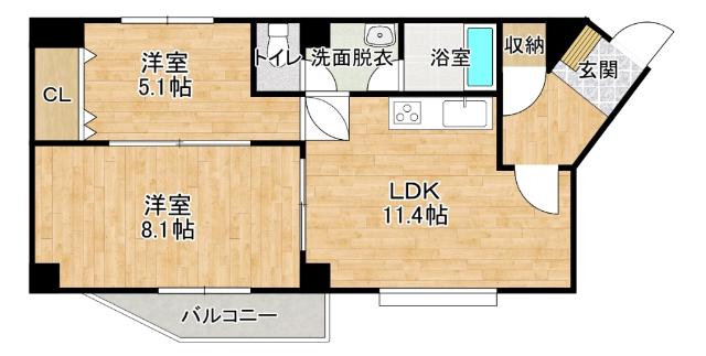 シティ根元(2LDK/2階)の間取り写真