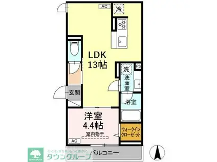 D PAINA 中野島II(1LDK/2階)の間取り写真