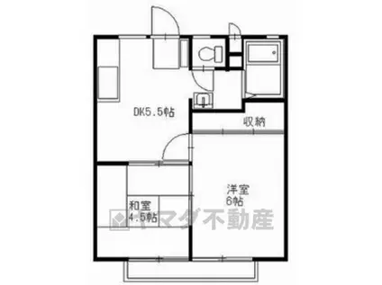 ホワイトハイツ宝木(2DK/2階)の間取り写真