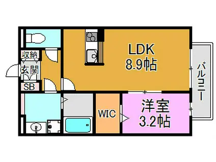 グレイス奥林 A棟・B棟(1LDK/2階)の間取り写真