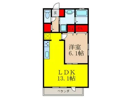 グランソシエ(1LDK/2階)の間取り写真