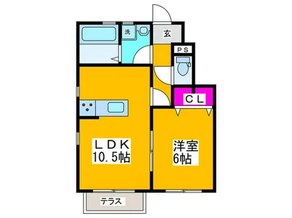ベルパーラ(1LDK/1階)の間取り写真