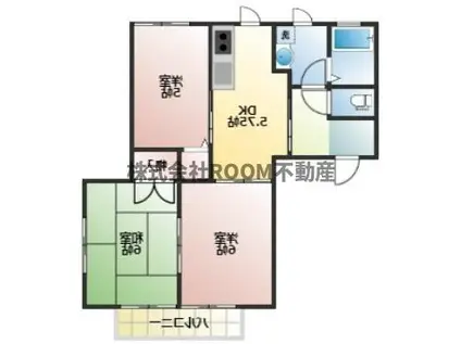 クレストコーポA・B(3DK/1階)の間取り写真