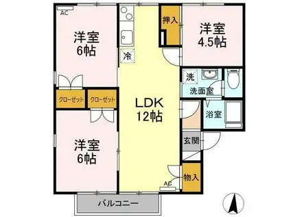 セジュール ファンタジア(3LDK/2階)の間取り写真