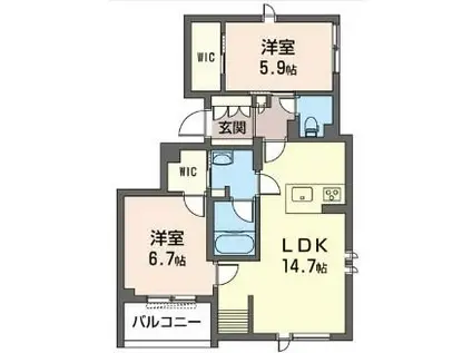 グランソレイユ(2LDK/3階)の間取り写真