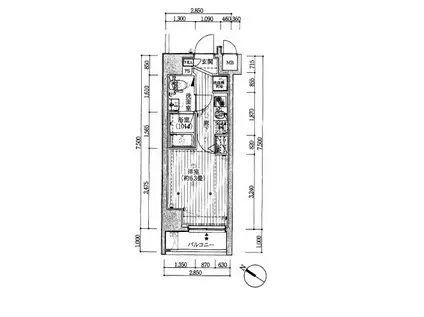 プレールドゥーク川崎(1K/1階)の間取り写真