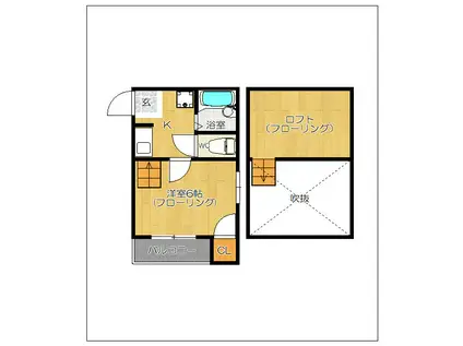エターナル美野島(1K/1階)の間取り写真