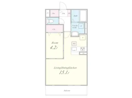 ローレル東加古川(1LDK/2階)の間取り写真