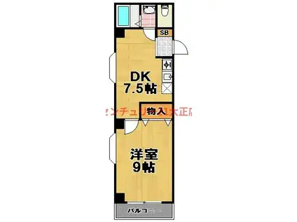 ラプティメゾン大正(1DK/3階)の間取り写真