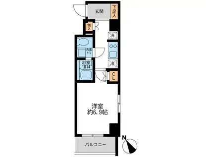 アーデン門前仲町(1K/6階)の間取り写真