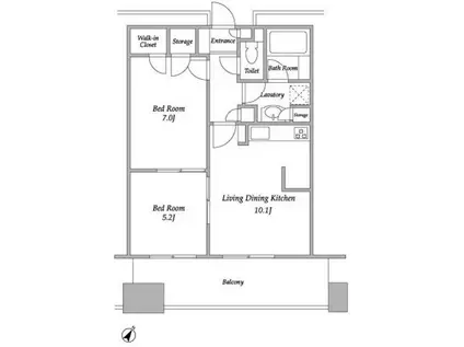 プラザタワー勝どき(2LDK/37階)の間取り写真