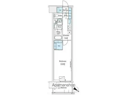 ロイヤルパークス有明(1K/8階)の間取り写真