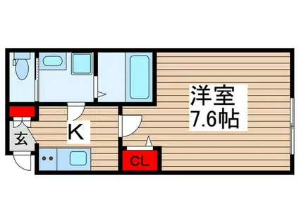 CRASTINE松戸字塚ノ越(1K/1階)の間取り写真