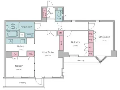 レジディア文京音羽(2SLDK/2階)の間取り写真