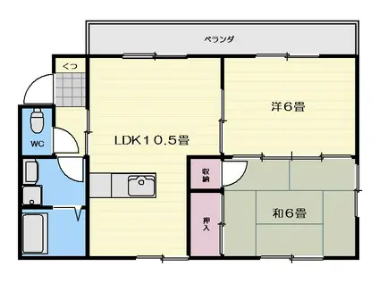 ボヌール吉野(2LDK/3階)の間取り写真