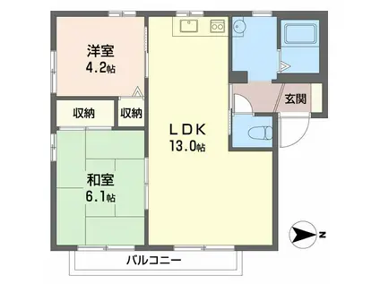 ディアス大観(2LDK/2階)の間取り写真