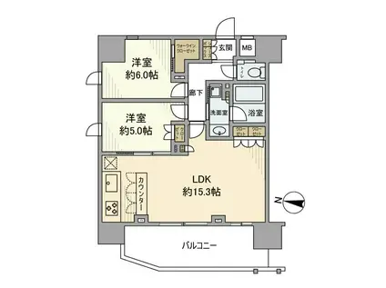 サンメゾン浦和高砂エルド(2LDK/12階)の間取り写真