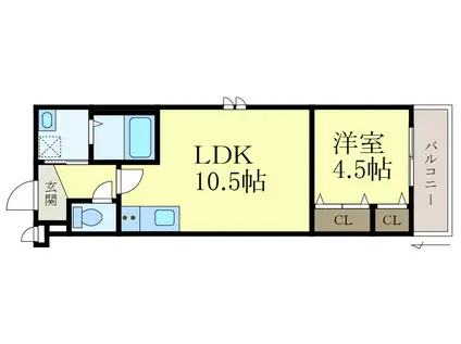 フジパレス中之島ウエスト(1LDK/2階)の間取り写真