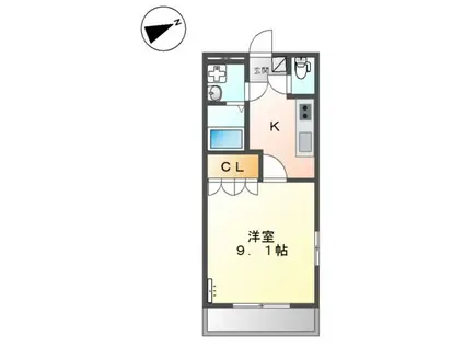 ウオッカ(1K/1階)の間取り写真