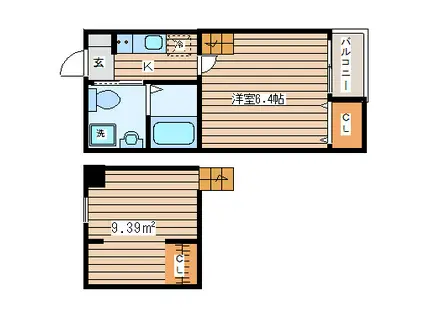 エクソルテション(1K/2階)の間取り写真