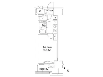 パークアクシス千葉(1K/4階)の間取り写真