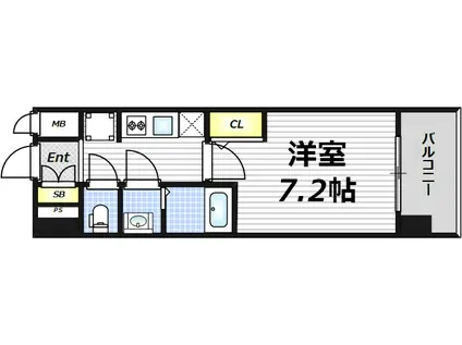 クリスタルグランツ都島本通(1K/6階)の間取り写真