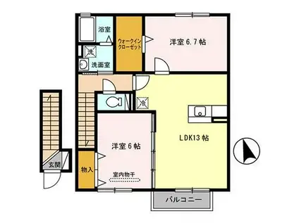 セジュールK(2LDK/2階)の間取り写真