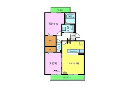 ファミリア金剛(2LDK/2階)の間取り写真