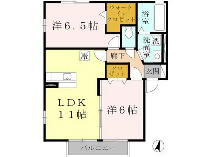 パストラル福田A棟(2LDK/2階)の間取り写真