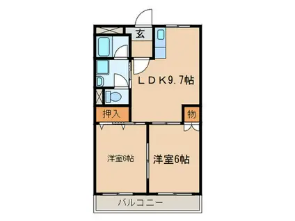 サンドピアリス(2LDK/1階)の間取り写真