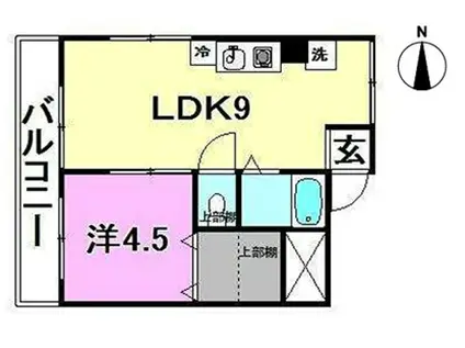 ルチーア三番町(1LDK/4階)の間取り写真
