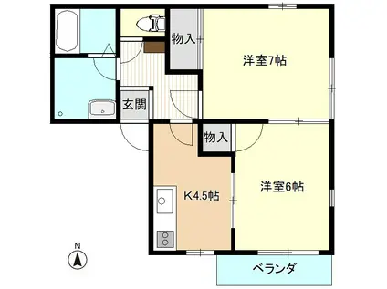 シルクハイツ天川(2K/2階)の間取り写真