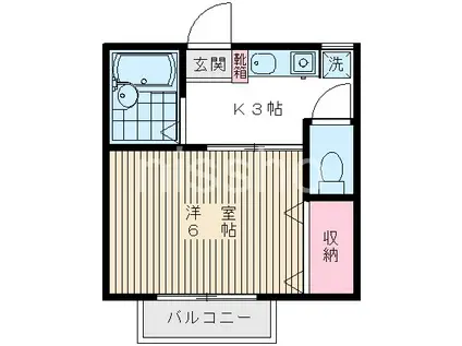アメニティー若宮(1K/2階)の間取り写真