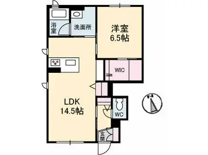 アズール ウィステリア A棟(1LDK/1階)の間取り写真